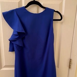 Julia Jordan| Blue| One Shoulder Ruffled| Knee Length| Sheath Dress